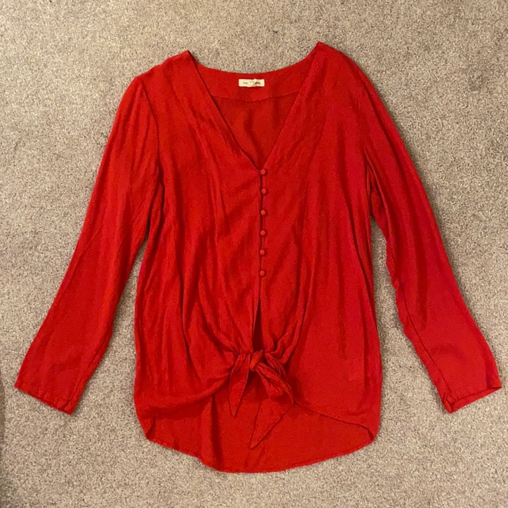 Urban Outfitters Red Tie Front Top